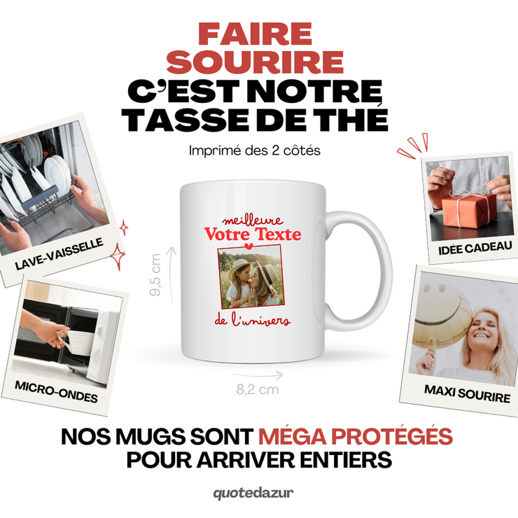Mug photo personnalisée meilleure de l'univers pour femme - Métier famille prénom couple parent