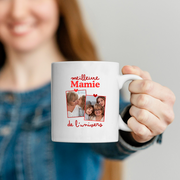 Mug Meilleure mamie de l'univers - Mug personnalisé avec 2 photos famille