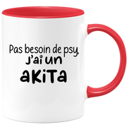 quotedazur - Mug Pas Besoin De Psy J'ai Un Akita - Cadeau Humour Chien - Tasse Originale Animaux Cadeau Noël Anniversaire