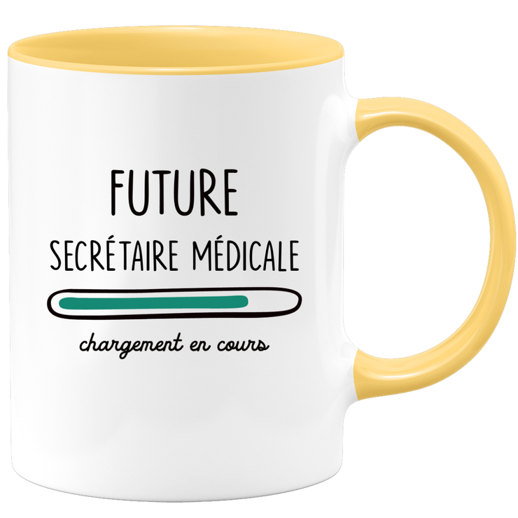 quotedazur - Mug Future Secretaire medicale Chargement En Cours - Cadeau Humour Promotion Travail - Idée Cadeau Départ Collègue - Tasse Chef Secretaire medicale - Idéal Pour Noël Au Bureau