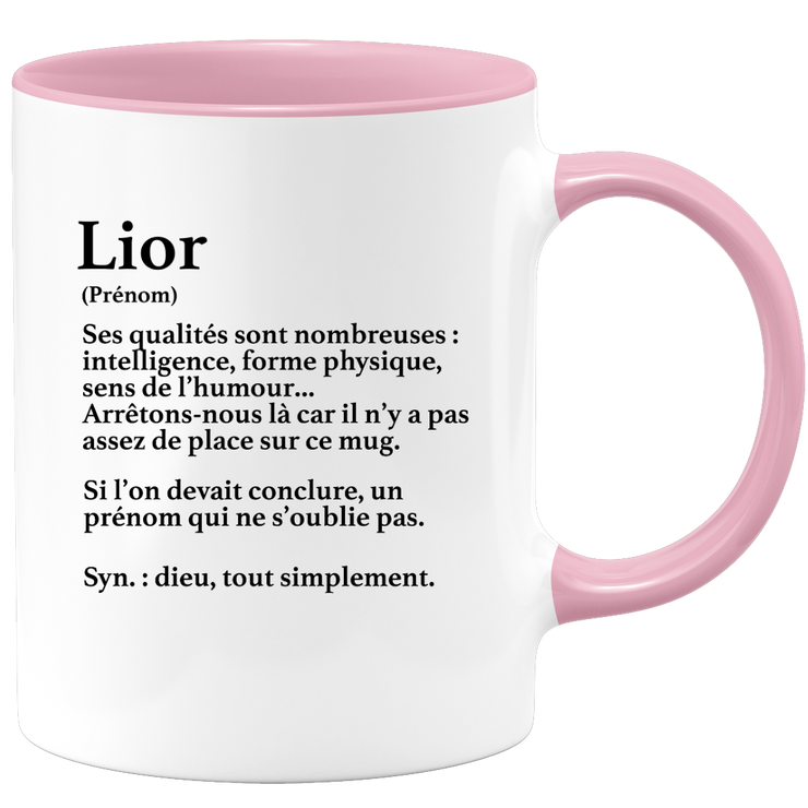 quotedazur - Mug Définition Prénom Lior Dieu Tout Simplement - Cadeau Humour Prénom - Idée Cadeau Famille Saint Valentin - Tasse Prénom Lior