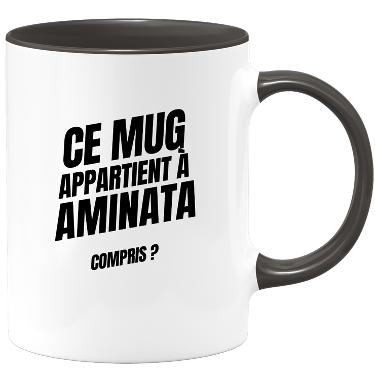 Mug Ce mug appartient à Aminata, compris ?