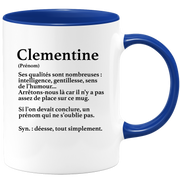 quotedazur - Mug Définition Prénom Clementine Déesse Tout Simplement - Cadeau Humour Prénom - Idée Cadeau Famille Saint Valentin - Tasse Prénom Clementine - Idéal Pour Noël Au Bureau