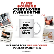 quotedazur - Mug Je Suis Un Papa Viticulteur Voleur De Bisous - Cadeau Fête Des Pères Original - Idée Cadeau Pour Anniversaire Papa - Cadeau Pour Futur Papa Naissance