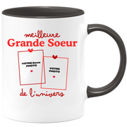 Mug Meilleure Grande Soeur de l'univers - Mug personnalisé avec 2 photos famille