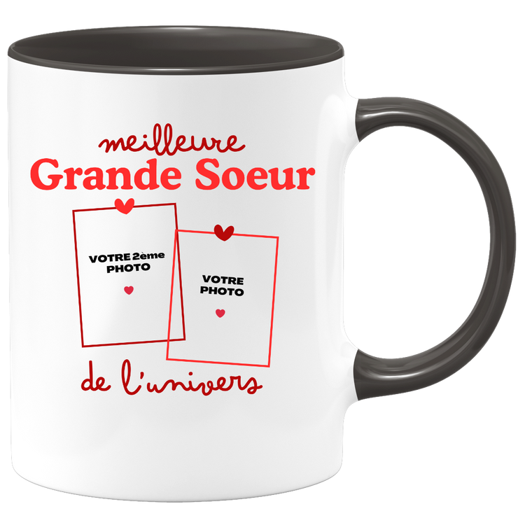 Mug Meilleure Grande Soeur de l'univers - Mug personnalisé avec 2 photos famille