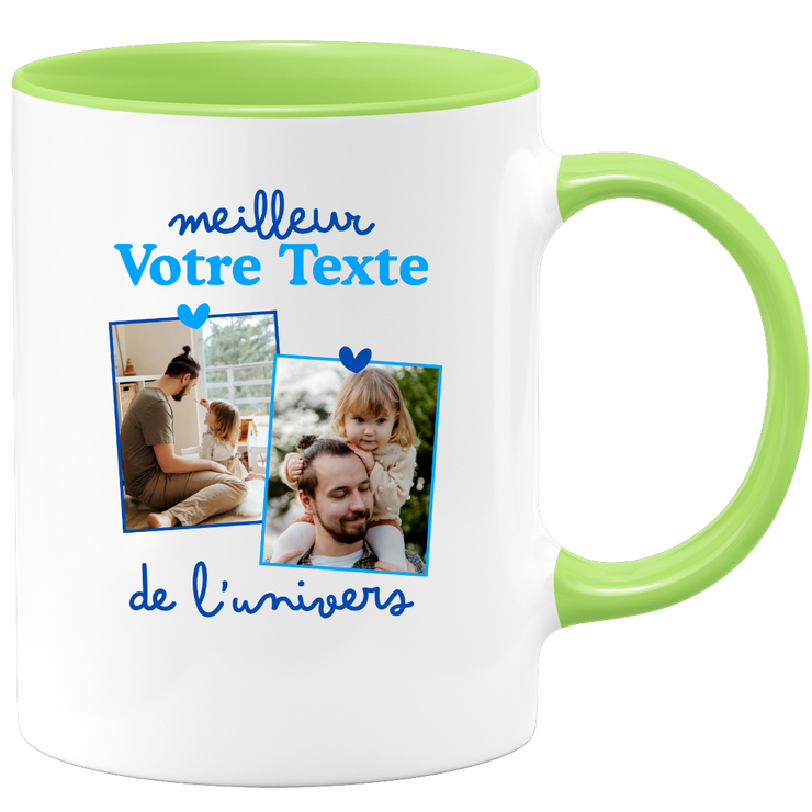 Mug deux photos personnalisé meilleur de l'univers pour homme - Métier famille prénom couple parent