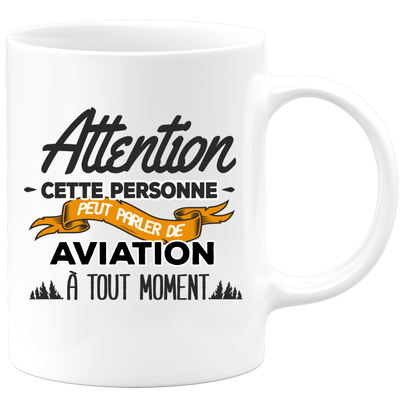 quotedazur - Mug Cette Personne Peut Parler De Aviation À Tout Moment - Cadeau Humour Sport - Idée Cadeau Original     - Tasse Aviation - Anniversaire Ou Noël