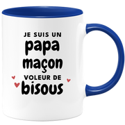 quotedazur - Mug Je Suis Un Papa Maçon Voleur De Bisous - Cadeau Fête Des Pères Original - Idée Cadeau Pour Anniversaire Papa - Cadeau Pour Futur Papa Naissance