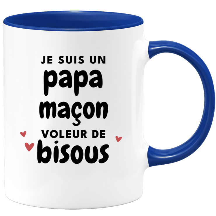 quotedazur - Mug Je Suis Un Papa Maçon Voleur De Bisous - Cadeau Fête Des Pères Original - Idée Cadeau Pour Anniversaire Papa - Cadeau Pour Futur Papa Naissance