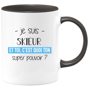 quotedazur - Mug Je Suis Skieur Et Toi C'est Quoi Ton Super Pouvoir - Cadeau Humour Travail - Idée Cadeau Départ Collègue - Tasse Chef Skieur - Idéal Pour Noël Au Bureau