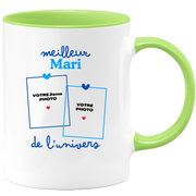 Mug Meilleur Mari de l'univers - Mug personnalisé avec 2 photos famille