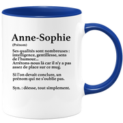quotedazur - Mug Définition Prénom Anne-sophie Déesse Tout Simplement - Cadeau Humour Prénom - Idée Cadeau Famille Saint Valentin - Tasse Prénom Anne-sophie - Idéal Pour Noël Au Bureau