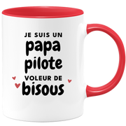 quotedazur - Mug Je Suis Un Papa Pilote Voleur De Bisous - Cadeau Fête Des Pères Original - Idée Cadeau Pour Anniversaire Papa - Cadeau Pour Futur Papa Naissance
