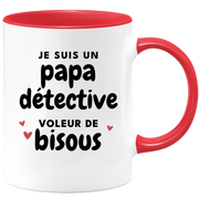 quotedazur - Mug Je Suis Un Papa Détective Voleur De Bisous - Cadeau Fête Des Pères Original - Idée Cadeau Pour Anniversaire Papa - Cadeau Pour Futur Papa Naissance