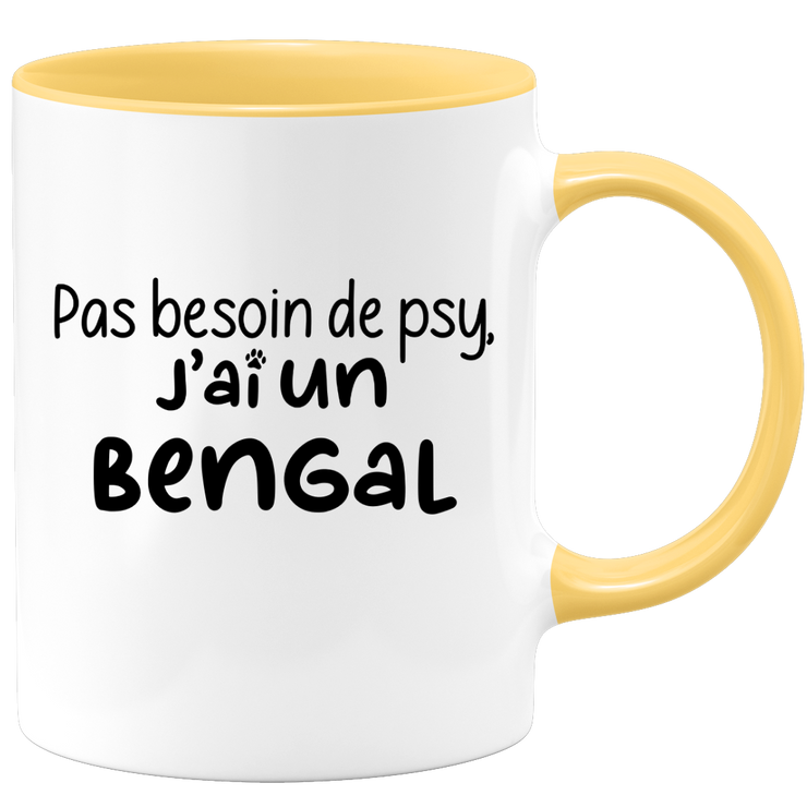 quotedazur - Mug Pas Besoin De Psy J'ai Un Bengal - Cadeau Humour Chat - Tasse Originale Animaux Cadeau Noël Anniversaire