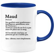 quotedazur - Mug Définition Prénom Maud Déesse Tout Simplement - Cadeau Humour Prénom - Idée Cadeau Famille Saint Valentin - Tasse Prénom Maud - Idéal Pour Noël Au Bureau