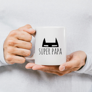 quotedazur Mug Super Papa - Humour Tasse Papa Cafe Cadeau Rigolo Original Humoristique Fun à Message Pour Homme - Idée Cadeau Fêtes Des Pères Noel Blanc Céramique