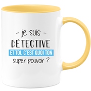 quotedazur - Mug Je Suis Detective Et Toi C'est Quoi Ton Super Pouvoir - Cadeau Humour Travail - Idée Cadeau Départ Collègue - Tasse Chef Detective - Idéal Pour Noël Au Bureau
