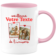 Mug deux photos personnalisé meilleure de l'univers pour femme - Métier famille prénom couple parent