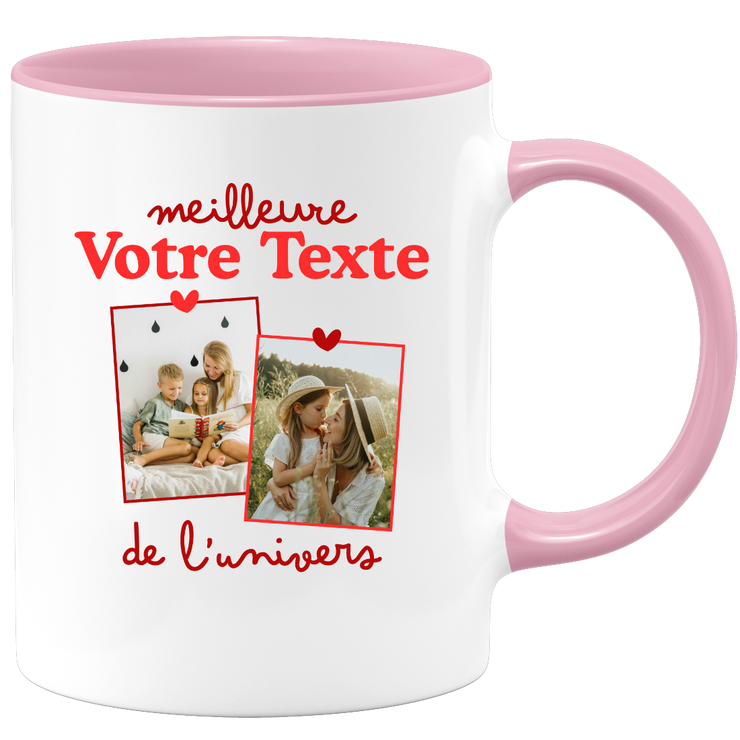 Mug deux photos personnalisé meilleure de l'univers pour femme - Métier famille prénom couple parent