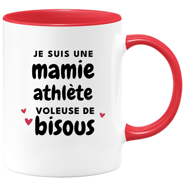 quotedazur - Mug Je Suis Une Mamie Athlète Voleuse De Bisous - Cadeau Fête Des Grand Mères Original - Idée Cadeau Pour Anniversaire Mémé Athlétisme - Cadeau Future Mamy Naissance