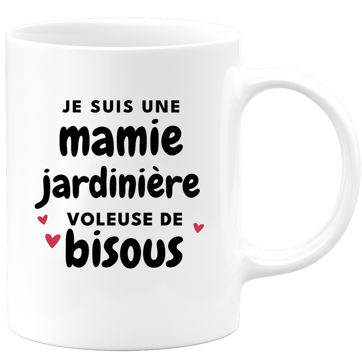 quotedazur - Mug Je Suis Une Mamie Jardinière Voleuse De Bisous - Cadeau Fête Des Grand Mères Original - Idée Cadeau Pour Anniversaire Mémé Jardinage - Cadeau Future Mamy Naissance