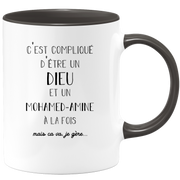 quotedazur - Mug Compliqué D'Être Un Dieu Et Un Mohamed-amine Mais Ça Va Je Gère - Cadeau Humour Prénom - Idée Cadeau Famille Saint Valentin - Tasse Prénom Mohamed-amine