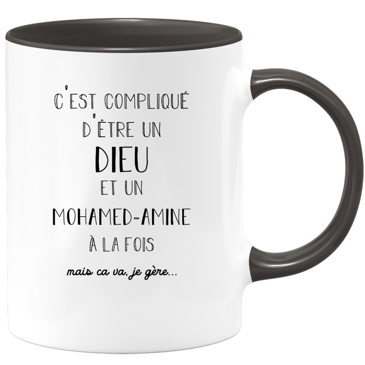 quotedazur - Mug Compliqué D'Être Un Dieu Et Un Mohamed-amine Mais Ça Va Je Gère - Cadeau Humour Prénom - Idée Cadeau Famille Saint Valentin - Tasse Prénom Mohamed-amine