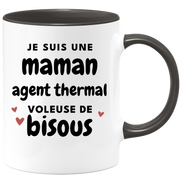 quotedazur - Mug Je Suis Une Maman Agent Thermal Voleuse De Bisous - Cadeau Fête Des Mères Original - Idée Cadeau Pour Anniversaire Maman - Cadeau Pour Future Maman Naissance