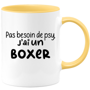 quotedazur - Mug Pas Besoin De Psy J'ai Un Boxer - Cadeau Humour Chien - Tasse Originale Animaux Cadeau Noël Anniversaire