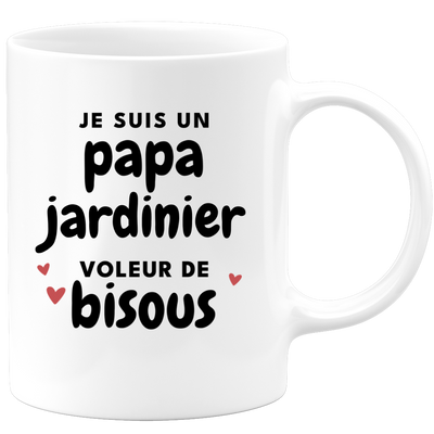 quotedazur - Mug Je Suis Un Papa Jardinier Voleur De Bisous - Cadeau Fête Des Pères Original - Idée Cadeau Pour Anniversaire Papa - Cadeau Pour Futur Papa Naissance