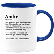 quotedazur - Mug Définition Prénom Andre Dieu Tout Simplement - Cadeau Humour Prénom - Idée Cadeau Famille Saint Valentin - Tasse Prénom Andre