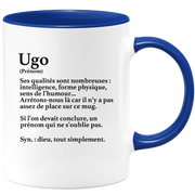 Mug Gift Ugo - definition Ugo - Personalized first name gift Birthday Man Christmas departure colleague - Ceramic - White