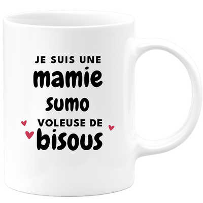 quotedazur - Mug Je Suis Une Mamie Sumo Voleuse De Bisous - Cadeau Fête Des Grand Mères Original - Idée Cadeau Pour Anniversaire Mémé Sumo - Cadeau Future Mamy Naissance