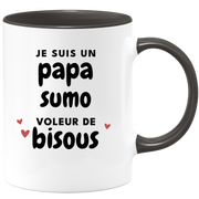 quotedazur - Mug Je Suis Un Papa Sumo Voleur De Bisous - Cadeau Fête Des Pères Original - Idée Cadeau Pour Anniversaire Papa - Cadeau Pour Futur Papa Naissance