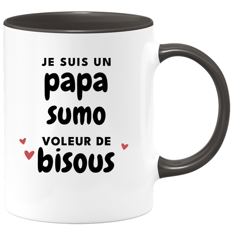 quotedazur - Mug Je Suis Un Papa Sumo Voleur De Bisous - Cadeau Fête Des Pères Original - Idée Cadeau Pour Anniversaire Papa - Cadeau Pour Futur Papa Naissance