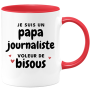 quotedazur - Mug Je Suis Un Papa Journaliste Voleur De Bisous - Cadeau Fête Des Pères Original - Idée Cadeau Pour Anniversaire Papa - Cadeau Pour Futur Papa Naissance