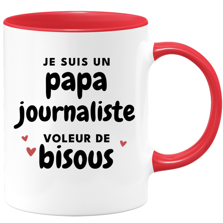 quotedazur - Mug Je Suis Un Papa Journaliste Voleur De Bisous - Cadeau Fête Des Pères Original - Idée Cadeau Pour Anniversaire Papa - Cadeau Pour Futur Papa Naissance