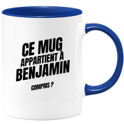 Mug Ce mug appartient à Benjamin, compris ?