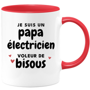 quotedazur - Mug Je Suis Un Papa électricien Voleur De Bisous - Cadeau Fête Des Pères Original - Idée Cadeau Pour Anniversaire Papa - Cadeau Pour Futur Papa Naissance
