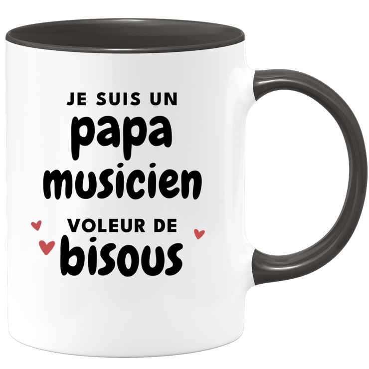 quotedazur - Mug Je Suis Un Papa Musicien Voleur De Bisous - Cadeau Fête Des Pères Original - Idée Cadeau Pour Anniversaire Papa - Cadeau Pour Futur Papa Naissance
