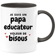 quotedazur - Mug Je Suis Un Papa Educateur Voleur De Bisous - Cadeau Fête Des Pères Original - Idée Cadeau Pour Anniversaire Papa - Cadeau Pour Futur Papa Naissance