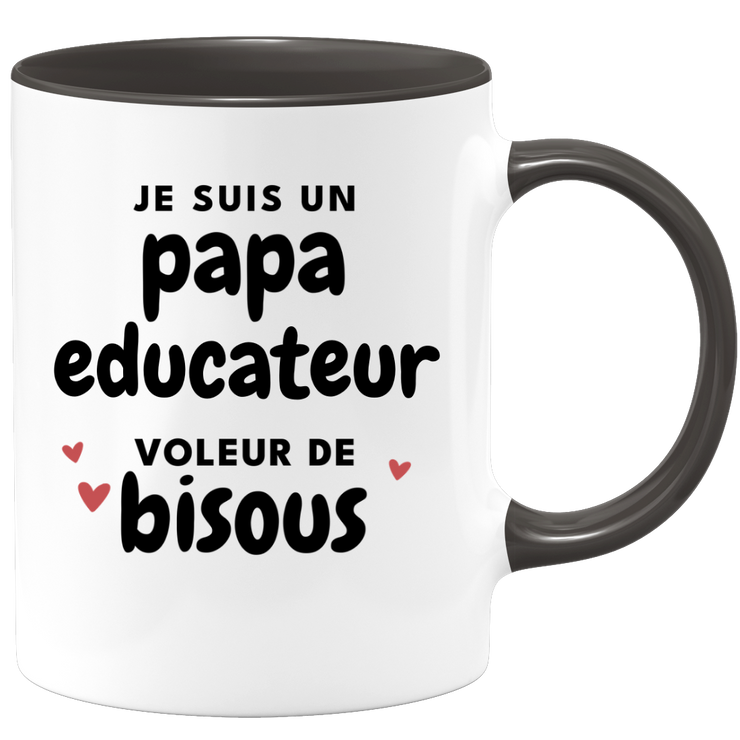quotedazur - Mug Je Suis Un Papa Educateur Voleur De Bisous - Cadeau Fête Des Pères Original - Idée Cadeau Pour Anniversaire Papa - Cadeau Pour Futur Papa Naissance