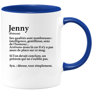 Mug Gift Jenny - definition Jenny - Personalized first name gift Birthday Woman Christmas departure colleague - Ceramic - White