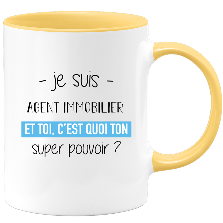 quotedazur - Mug Je Suis Agent immobilier Et Toi C'est Quoi Ton Super Pouvoir - Cadeau Humour Travail - Idée Cadeau Départ Collègue - Tasse Chef Agent immobilier - Idéal Pour Noël Au Bureau
