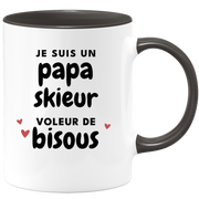 quotedazur - Mug Je Suis Un Papa Skieur Voleur De Bisous - Cadeau Fête Des Pères Original - Idée Cadeau Pour Anniversaire Papa - Cadeau Pour Futur Papa Naissance
