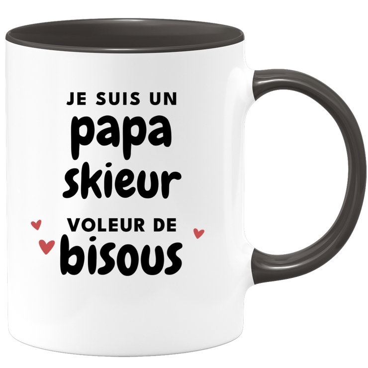 quotedazur - Mug Je Suis Un Papa Skieur Voleur De Bisous - Cadeau Fête Des Pères Original - Idée Cadeau Pour Anniversaire Papa - Cadeau Pour Futur Papa Naissance