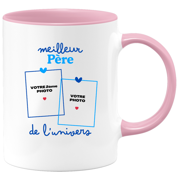 Mug Meilleur Père de l'univers - Mug personnalisé avec 2 photos famille
