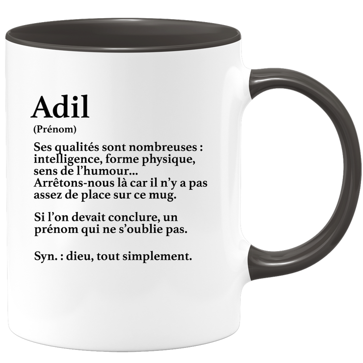 Mug Gift Adil - definition Adil - Personalized first name gift Birthday Man Christmas departure colleague - Ceramic - White